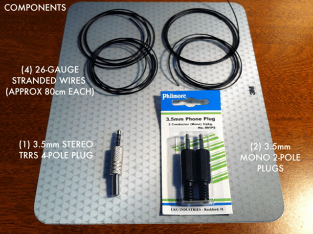 Components needed for iPhone / Apple II cassette interface cable